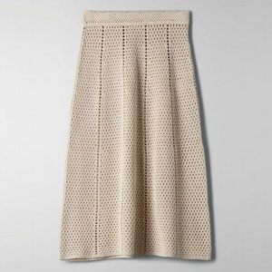 Aritzia Wilfred Evie Crocheted A-line Knit Skirt Beige